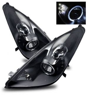 00 05 Toyota Celica Aftermarket LED Angel Eye Halo Black Projector Headlights