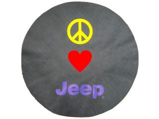 Sparecover® Brawny Series Peace Love Jeep 30 Black Heavy Denimvinyl Tire Cover