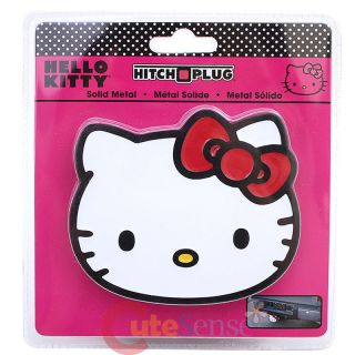 Sanrio Hello Kitty Face Metal Hitch Cover Plug Red Bow Auto Accesories