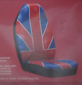 Going Places Distressed Union Jack Flag Auto Car Universal Bucket Seat Cover
