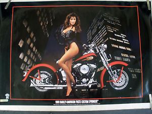 Hot Model Harley Davidson Custom Springer 1989 Vintage Motorcycle Pin Up Poster