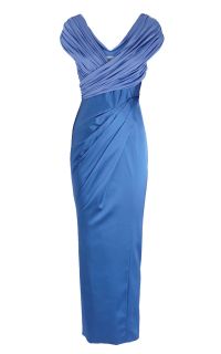 Karen Millen DL143 Satin Long Dress Blue