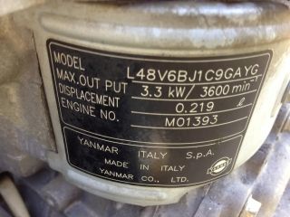 Yanmar L48V 4 7 HP Diesel Engine L48V6 Off A YDG 2700 EV E Generator 775 Hours