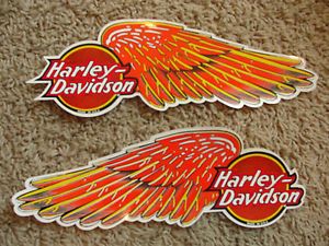 New Harley Davidson Orange Wing Logo Motorcycle Tank Decal Set