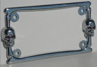 Metal Chrome "Skull" Motorcycle License Plate Frame for Yamaha Lic Fastener