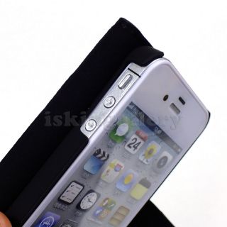 Black Luxury Magnetic Card Holder PU Leather Flip Case Apple iPhone 4 4S SG