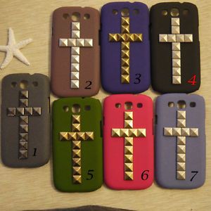 Cross Studded for Samsung Galaxy S3 Cases Frosted Galaxy S3 Black Cover