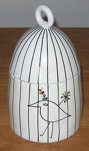 Vintage Raymor Italy Art Pottery Storage Jar Cookie Bird Cage Italian Art