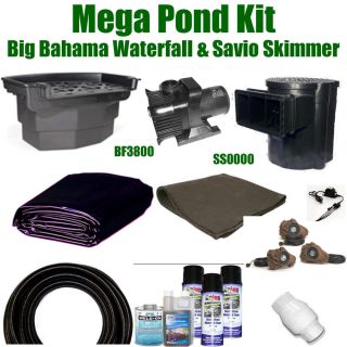 35 x 40 Mega Koi Pond Kit 8000 GPH Pump Large Savio Skimmer 38” Waterfall MH1