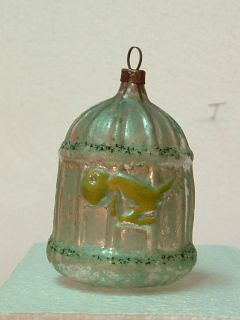 Vintage Antique Bird Cage Glass Christmas Holiday Ornament