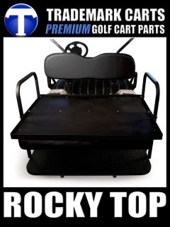 EZGO TXT Golf Cart Rear 2 in 1 Flip Flop Seat Kit Cargo Bed Black Cushions