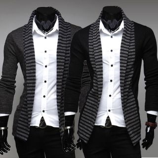 Men Thicken Fashion Slim Fit Unique Design Button Turtleneck Casual Sweater MY07