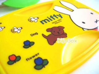 1200ml Dick Bruna Miffy 2 Tiers Lunch Box Bento Food Container w Spoon Yellow