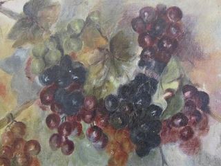 Fine Antique 1883 Original Oil Painting Wine Grapes Still Life Original Frame