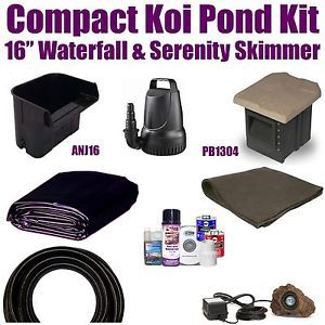 10 x 15 Compact Koi Pond Kit 1200 GPH Pump 16" Waterfall Serenity Skimmer XSH5