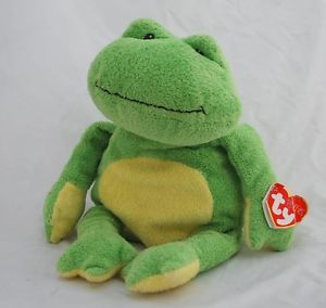Ty Pluffies Ponds Frog Plush Soft Lovey Stuffed Animal Toy Green Yellow