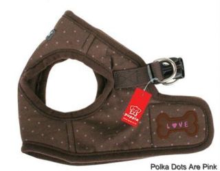 Puppia Vest Dog Harness Dotty Brown Pink Dots s M L
