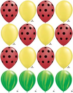 16 Ladybugs Green Yellow Polka Dot Red Latex Balloons