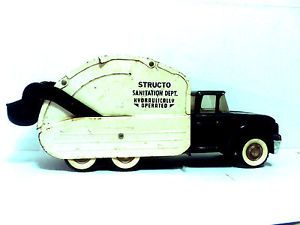 Structo Sanitation Dept Hydraulic Garbage Truck Pressed Steel Toy 1960s