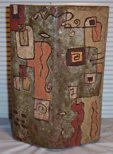Hand Crafted Studio Made Pottery Vase Abstract Modern Design Red Clay Slab