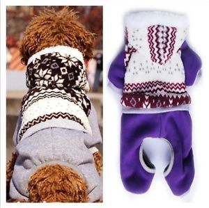 Small Dog Pet Snowflake Warm Clothes Outercoat Jumpsuit Pants for Winter 2 Color