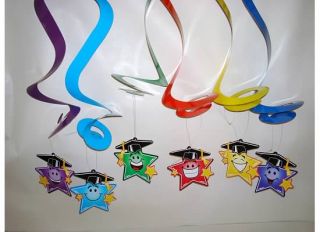 Lot of 12 Multi Color Stars Graduation 2013 Party Elementary Smile Decorations