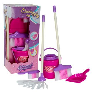 Kids Childrens 5 Piece Cleaning Play Set MOP Bucket Dustpan Brush Sweeping