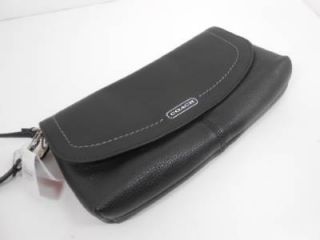 Coach Black Leather Large Wristlet F49177 New with Tag $128