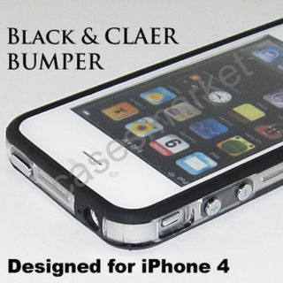 Black Clear Bumper Frame TPU Silicone Case for iPhone 4S CDMA 4G w Side Button