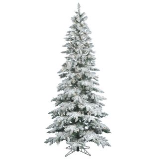 10 ft White Flocked Downswept Layered Unlit Slim Christmas Tree not Prelit U