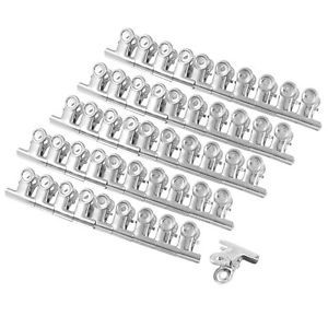 Silver Tone Metal Paper Clips Office Stationery Metal Clamps 50pcs