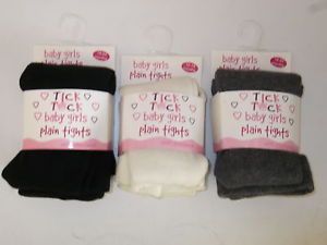 Baby Girls Tights Ages 0 6 6 12 12 18 18 24 MNTHS Choose Colour Tick Tock Plain