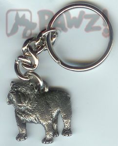 Bulldog English Bull Dog Fine Pewter Keychain Key Chain Ring Fob