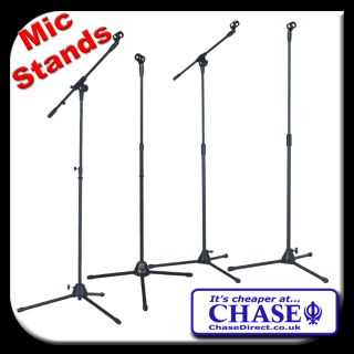 Chase Microphone Boom Mic Stand Heavy Duty with Mic Clip Black Adjustable Holder
