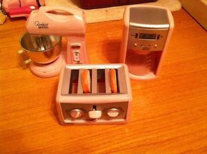Pretend Play Toy Kitchen Cook Accessories Coffee Pot Toaster Blender Girls Pink