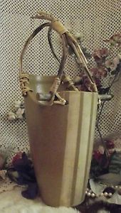 Chic Vintage Pottery CLAY Wood Stick WINE Bottle Holder TWIG Handle ART Deco