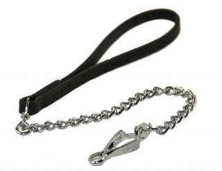 Leather Dog Leash w Herm Sprenger Chain Quick Release