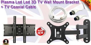 Universal HDTV LCD Wall Tilting Swivel Mount Bracket Cradle Holder Coaxial Cable