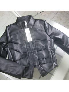 Sexy Womens Tops Soft PU Faux Leather Short Jacket Coat Outerwear Coffee Black