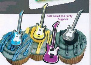 You Rock Electric Guitar Cupcake Cake Toppers Favors Party Supplies 24