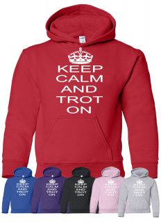 Keep Calm Trot on Horse Riding Kids Girls Boys Hoodie 6 Colours Age 5 13