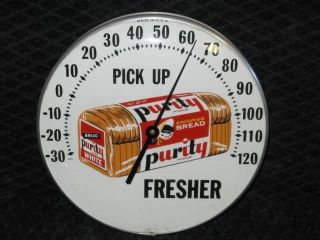 Purity Bread Bakery Breakfast Pam Type Thermometer Bubble Glass Sign Orig x Fine