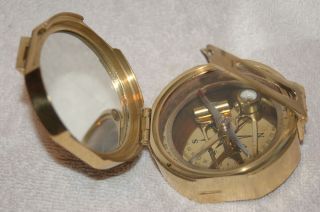 Antique Vintage Stanley London Natural Sine Solid Brass Nautical Compass Box