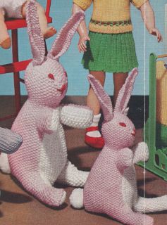 Vintage Knitting Pattern Bunny Rabbit Soft Toy Animal