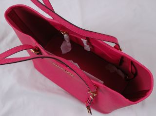 Michael Kors Jet Set Saffiano Leather Small Travel Tote Bag Zinnia Pink