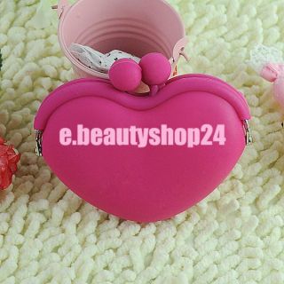 Women Sweet Heart Shaped Candy Color Silicone Key Coin Change Purse Pouch Wallet