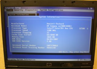 HP Compaq NC2400 Laptop Notebook U2500 Intel Core Duo 1 2GHz 1GB RAM DVD RW A