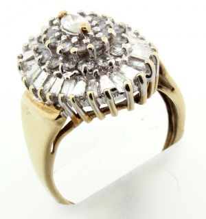Beautiful 10K Gold 1 05 CTW Marquise Diamond Ring with Baguette Round Diamonds