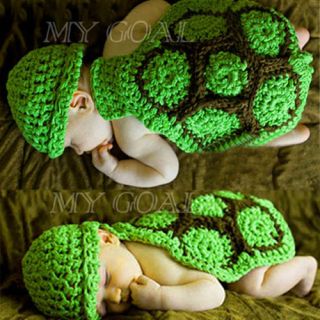 Baby Costume Photography Prop Knit Crochet Beanie Animal Hat Cap Turtle Newborn