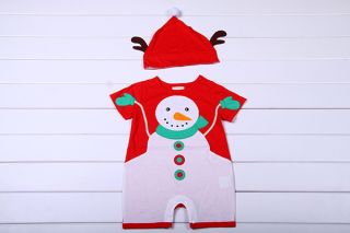 Baby Boy Girl Christmas Santas Snowman Costume Dress Romper Outfit Hat Set 3 18M
